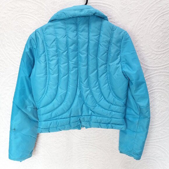 Vintage 80's Puffer Ski Jacket Turquoise HEAD Size S (T-377) - Picture 6 of 9